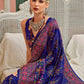 Monjolika Fashion Blue Banarasi Silk Traditional Saree with Meenakari and Weaving Work | Swadesiicart