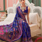 Monjolika Fashion Blue Banarasi Silk Traditional Saree with Meenakari and Weaving Work | Swadesiicart
