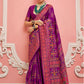 Monjolika Fashion Dark Magenta Banarasi Silk Traditional Saree with Meenakari and Weaving Work | Swadesiicart