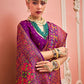 Monjolika Fashion Dark Magenta Banarasi Silk Traditional Saree with Meenakari and Weaving Work | Swadesiicart