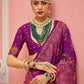 Monjolika Fashion Dark Magenta Banarasi Silk Traditional Saree with Meenakari and Weaving Work | Swadesiicart
