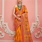 Monjolika Fashion Orange Banarasi Silk Traditional Saree with Meenakari and Weaving Work | Swadesiicart