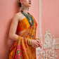 Monjolika Fashion Orange Banarasi Silk Traditional Saree with Meenakari and Weaving Work | Swadesiicart