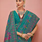 Monjolika Fashion Teal Banarasi Silk Traditional Saree with Meenakari and Weaving Work | Swadesiicart