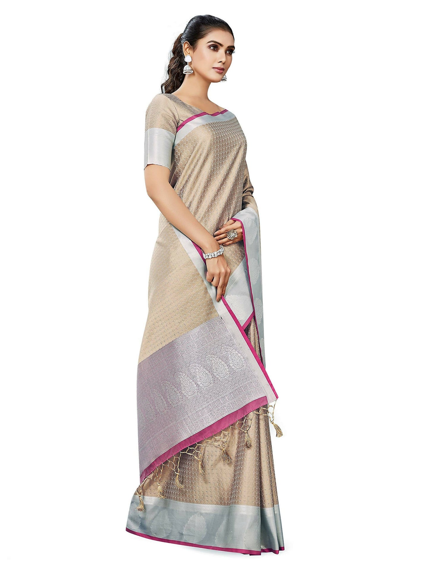 Mimosa Women's Banarasi Art Silk Brown Saree | Swadesiicart