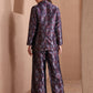 Monjolika Fashion Women's Navy Blue Banarasi Brocade Co-ord Set With Designer Blazer & Wide-Leg Pants - Swadesiicart