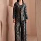 Monjolika Fashion Women's Green Banarasi Brocade Co-ord Set With Designer Blazer & Wide-Leg Pants - Swadesiicart