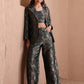 Monjolika Fashion Women's Green Banarasi Brocade Co-ord Set With Designer Blazer & Wide-Leg Pants - Swadesiicart