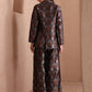 Monjolika Fashion Women's Black Banarasi Brocade Co-ord Set With Designer Blazer & Wide-Leg Pants - Swadesiicart