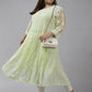 ADA Women Lime Green & White Ethnic Motifs Plus Size Chikankari Georgette Anarkali Kurta | Swadesiicart