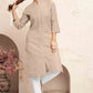Monjolika Fashion Chiku Color Cotton Casual Kurti With Pocket - Swadesiicart