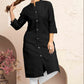 Monjolika Fashion Black Color Cotton Casual Kurti With Pocket - Swadesiicart