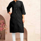 Monjolika Fashion Black Color Cotton Casual Kurti With Pocket - Swadesiicart