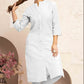 Monjolika Fashion White Color Cotton Casual Kurti With Pocket - Swadesiicart