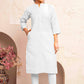 Monjolika Fashion White Color Cotton Casual Kurti With Pocket - Swadesiicart
