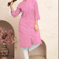 Monjolika Fashion Light Pink Color Cotton Casual Kurti With Pocket - Swadesiicart