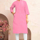 Monjolika Fashion Light Pink Color Cotton Casual Kurti With Pocket - Swadesiicart