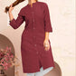 Monjolika Fashion Brown Color Cotton Casual Kurti With Pocket - Swadesiicart