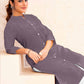 Monjolika Fashion Grey Color Cotton Casual Kurti With Pocket - Swadesiicart