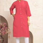 Monjolika Fashion Dark Peach Color Cotton Casual Kurti With Pocket - Swadesiicart