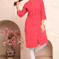 Monjolika Fashion Dark Peach Color Cotton Casual Kurti With Pocket - Swadesiicart