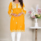 Monjolika Fashion Mustard Yellow Colour Embroidered Georgette Casual Kurti - Swadesiicart