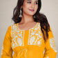 Monjolika Fashion Mustard Yellow Colour Embroidered Georgette Casual Kurti - Swadesiicart