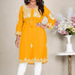 Monjolika Fashion Mustard Yellow Colour Embroidered Georgette Casual Kurti - Swadesiicart