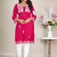 Monjolika Fashion Rani Pink Colour Embroidered Georgette Casual Kurti - Swadesiicart