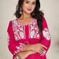 Monjolika Fashion Rani Pink Colour Embroidered Georgette Casual Kurti - Swadesiicart
