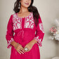 Monjolika Fashion Rani Pink Colour Embroidered Georgette Casual Kurti - Swadesiicart