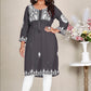 Monjolika Fashion Dark Grey Colour Embroidered Georgette Casual Kurti - Swadesiicart