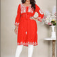 Monjolika Fashion Orange Colour Embroidered Georgette Casual Kurti - Swadesiicart