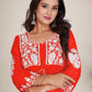 Monjolika Fashion Orange Colour Embroidered Georgette Casual Kurti - Swadesiicart