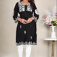 Monjolika Fashion Black Colour Embroidered Georgette Casual Kurti - Swadesiicart