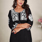 Monjolika Fashion Black Colour Embroidered Georgette Casual Kurti - Swadesiicart