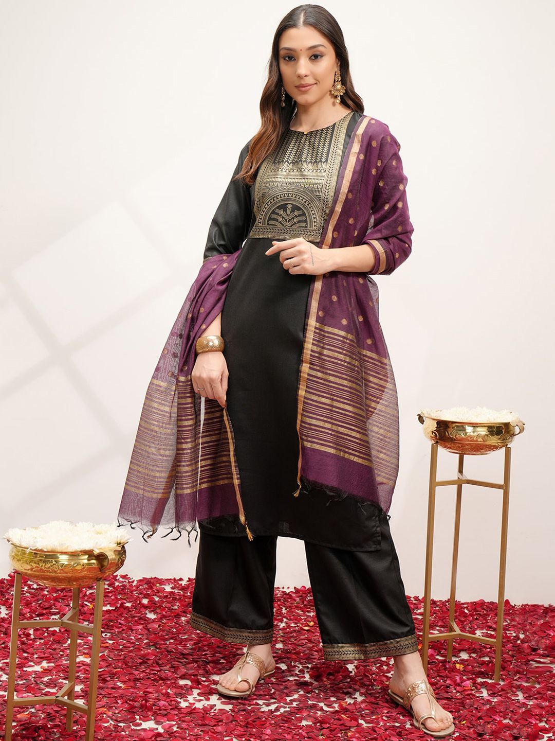 Vishudh Printed Regular Kurta with Palazzos & With Dupatta - Swadesiicart