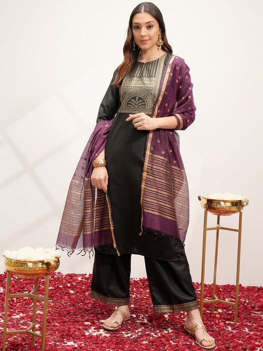 Vishudh Printed Regular Kurta with Palazzos & With Dupatta - Swadesiicart