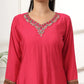 Yufta Pink Anarkali Silk Blend Kurta Set With Pant And Dupatta With Cotton Lining - Swadesiicart