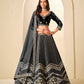 Monjolika Fashion Black Velvet Embroidered Sequins Work A Line Lehenga Choli - Swadesiicart