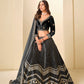 Monjolika Fashion Black Velvet Embroidered Sequins Work A Line Lehenga Choli - Swadesiicart