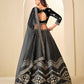 Monjolika Fashion Black Velvet Embroidered Sequins Work A Line Lehenga Choli - Swadesiicart