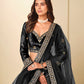 Monjolika Fashion Black Velvet Embroidered Sequins Work A Line Lehenga Choli - Swadesiicart