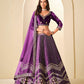 Monjolika Fashion Purple Velvet Embroidered Sequins Work A Line Lehenga Choli - Swadesiicart