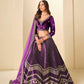 Monjolika Fashion Purple Velvet Embroidered Sequins Work A Line Lehenga Choli - Swadesiicart