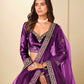 Monjolika Fashion Purple Velvet Embroidered Sequins Work A Line Lehenga Choli - Swadesiicart