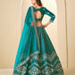 Monjolika Fashion Teal Velvet Embroidered Sequins Work A Line Lehenga Choli - Swadesiicart