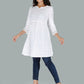 Kalini Women White Cotton Embroidered Chikankari Kurta | Swadesiicart