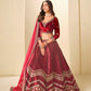 Monjolika Fashion Maroon Velvet Embroidered Sequins Work A Line Lehenga Choli - Swadesiicart
