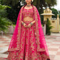 Monjolika Fashion Rani Pink Khatli Embroidered Silk Blend Bridal Lehenga Choli - Swadesiicart